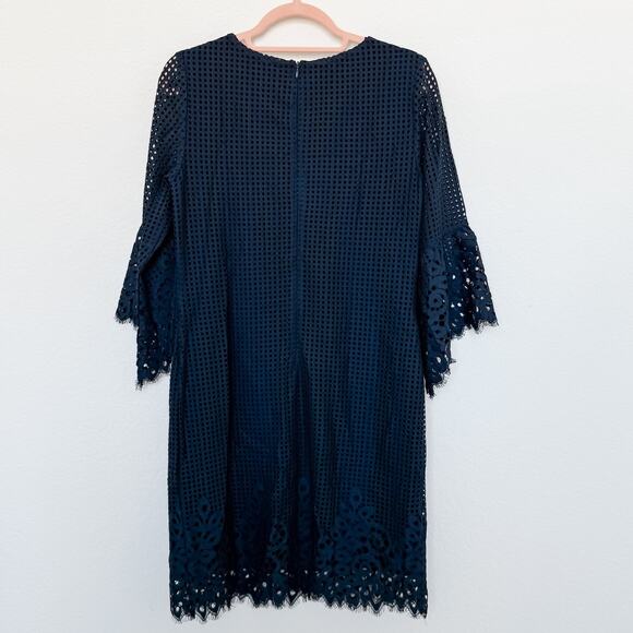 Judy Connally Danielle Spring Lace Bell Sleeve Shift Dress Navy Blue Size Small - Picture 7 of 7